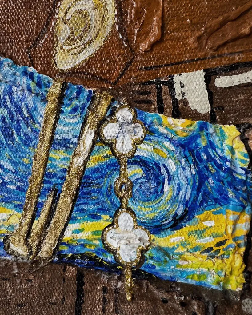 Van Gogh Dreams — original pop art painting by PRAKORIN, detail 1