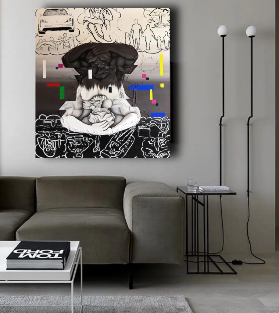 What is happiness? — original pop art painting by PRAKORIN, detail 2