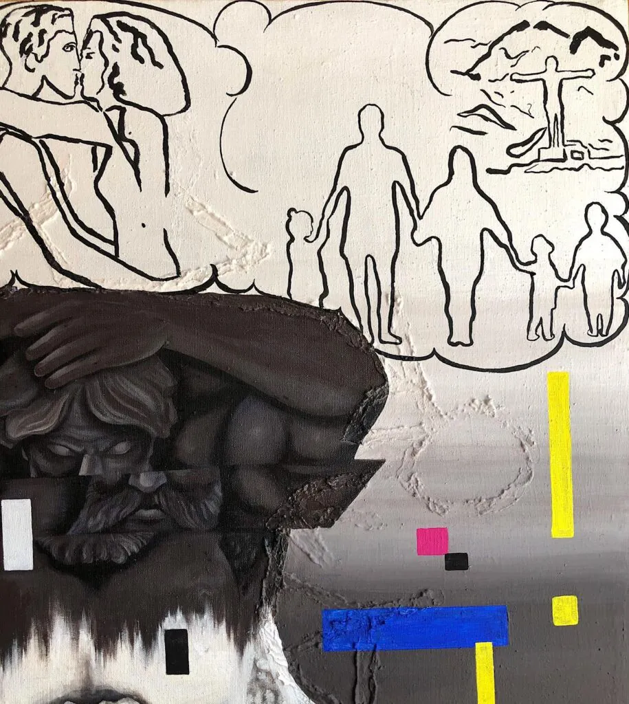 What is happiness? — original pop art painting by PRAKORIN, detail 3