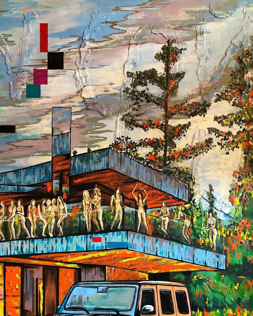 Hedonism — original pop art painting by PRAKORIN, detail 2