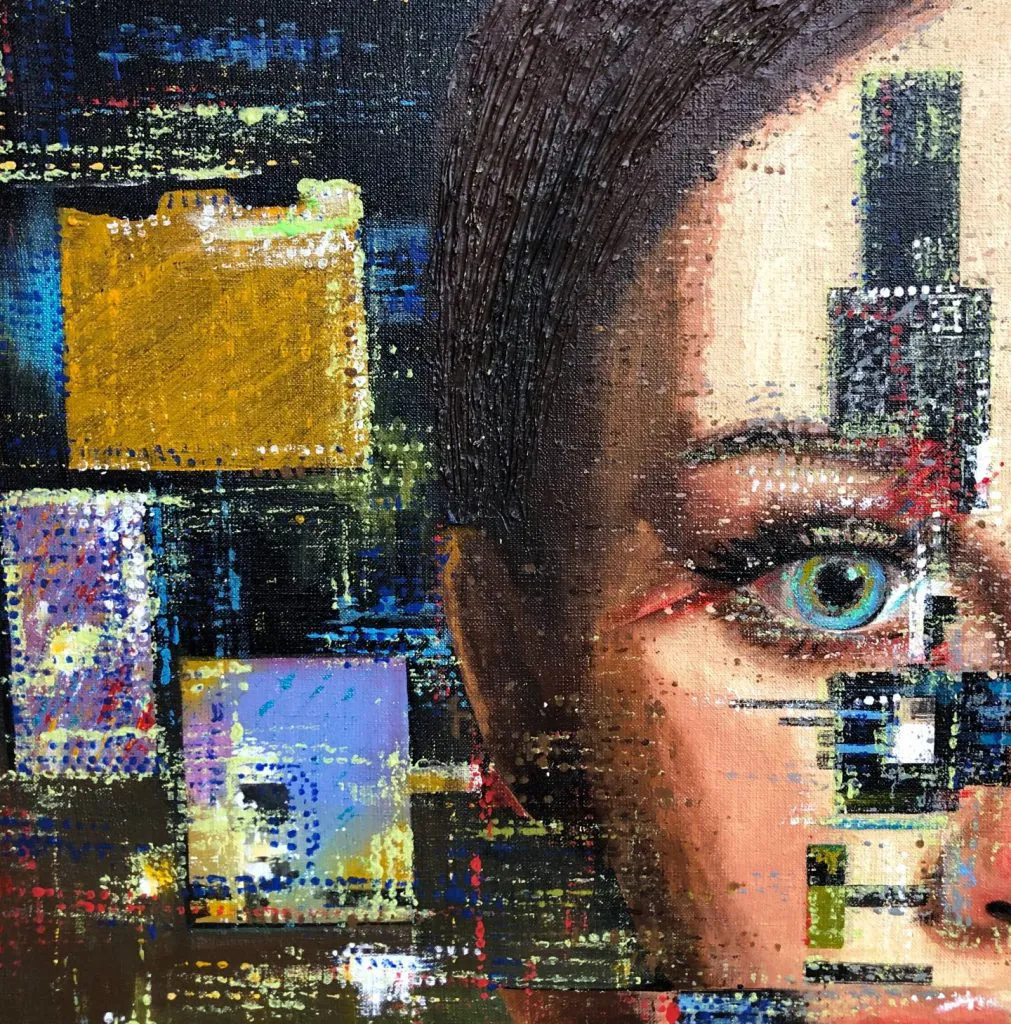 Human.exe — original pop art painting by PRAKORIN, detail 1