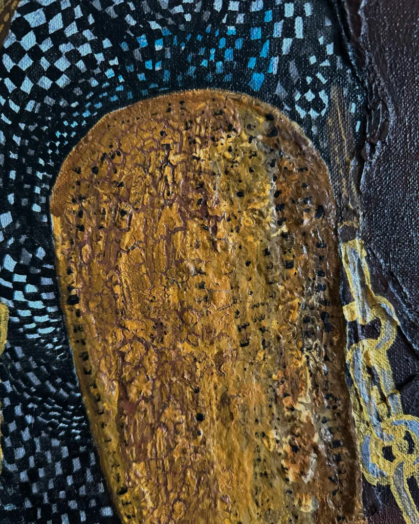 Lady in the mirror — original pop art painting by PRAKORIN, detail 4