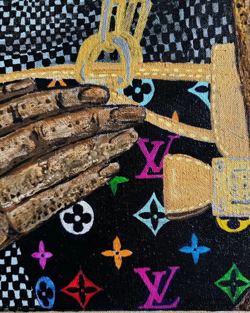 Lady in the mirror — original pop art painting by PRAKORIN, detail 5
