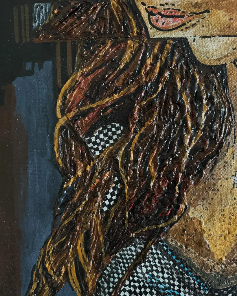 Lady in the mirror — original pop art painting by PRAKORIN, detail 8