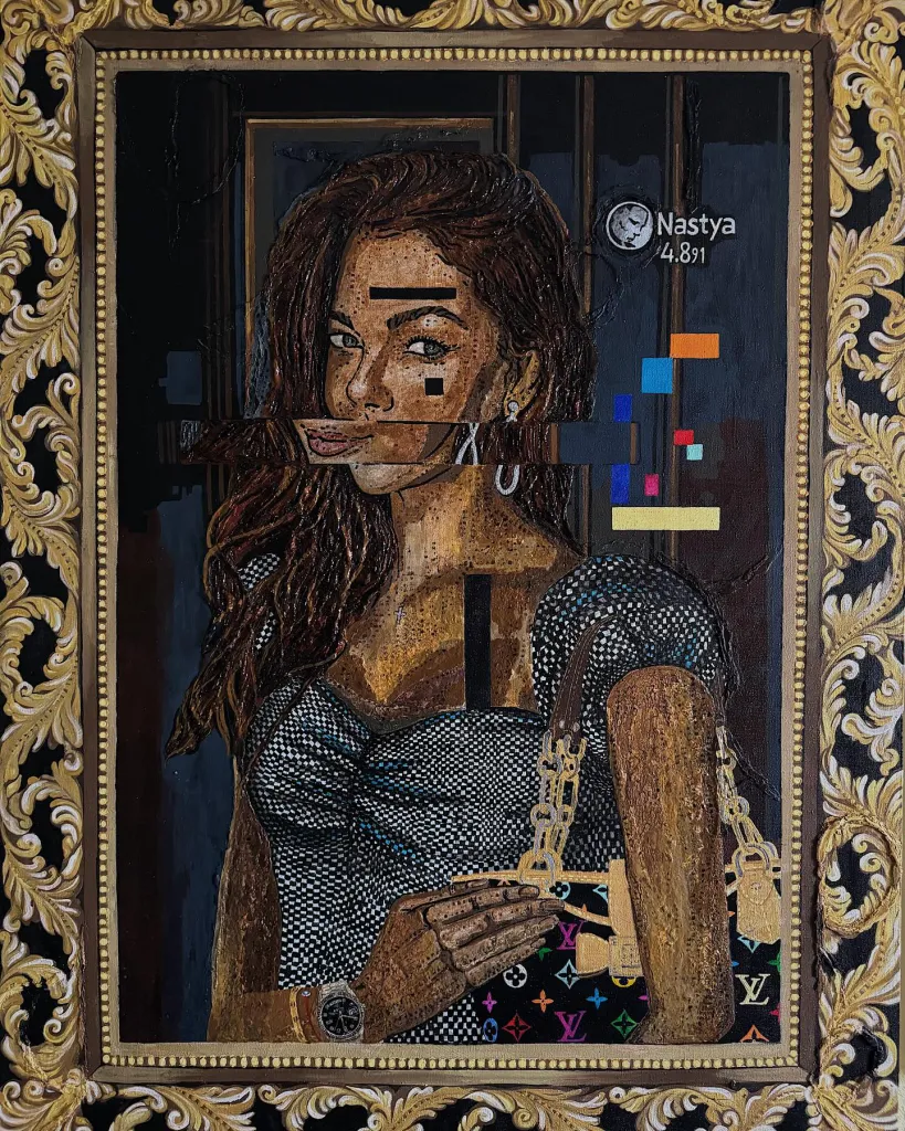 Lady in the mirror — original pop art painting by PRAKORIN