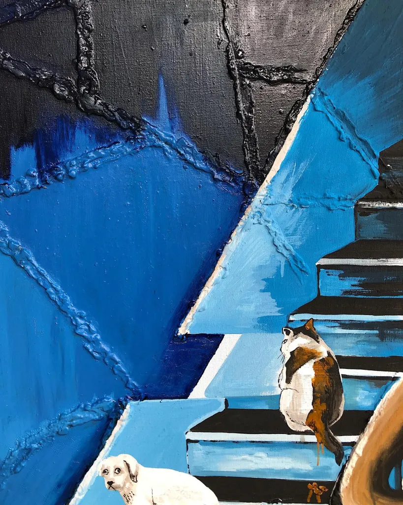 Pets friendly — original pop art painting by PRAKORIN, detail 4