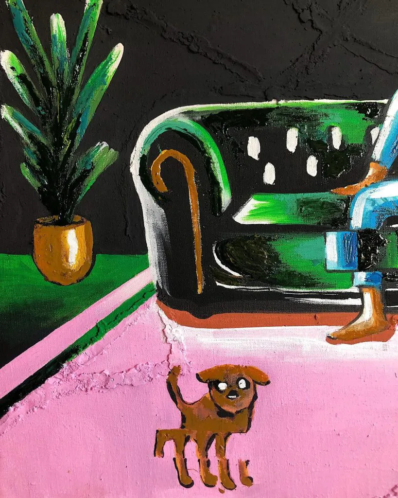 Relaxation — original pop art painting by PRAKORIN, detail 2