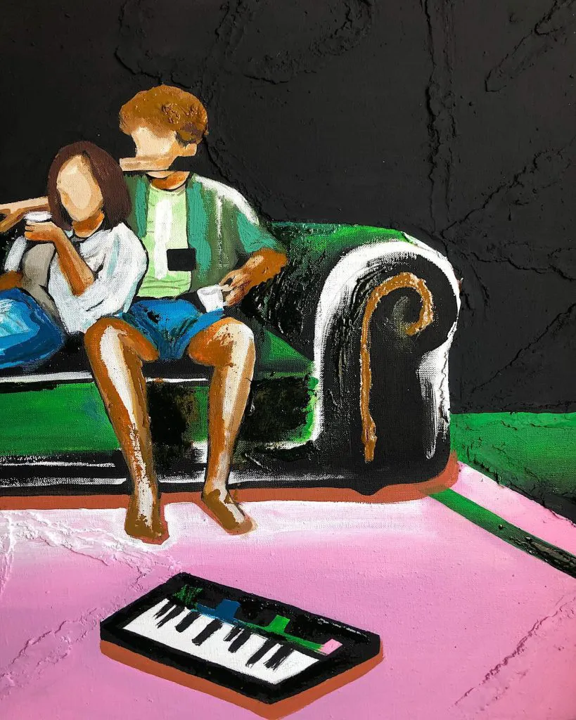Relaxation — original pop art painting by PRAKORIN, detail 4